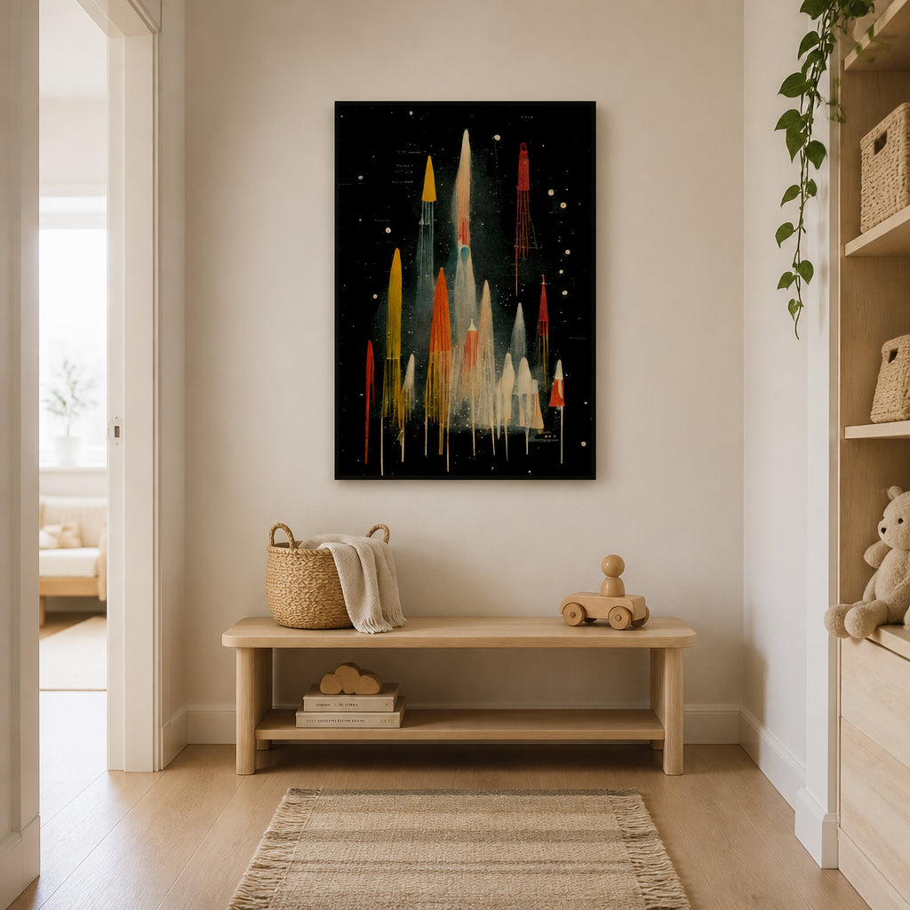 Room mockup featuring Rocket Symphony Art Print