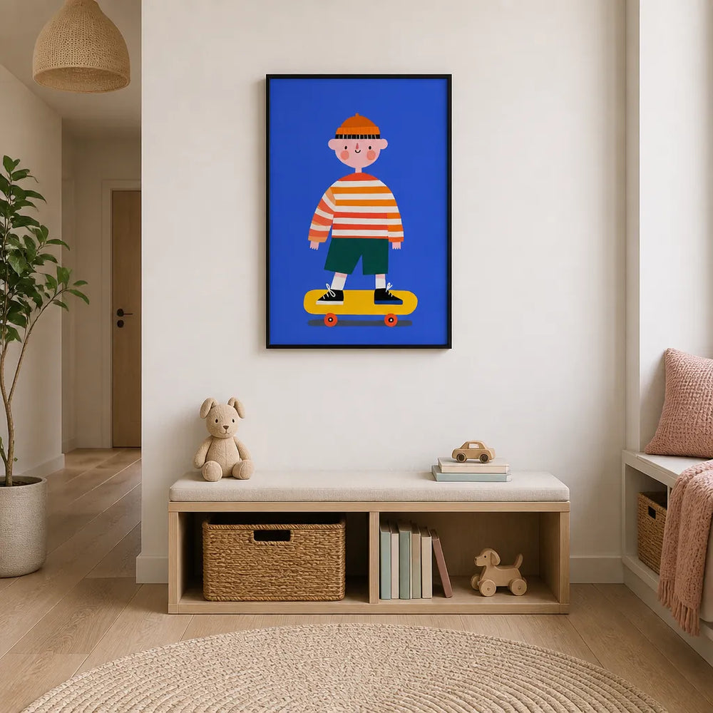 Room mockup featuring Skating boy no 02 Art Print