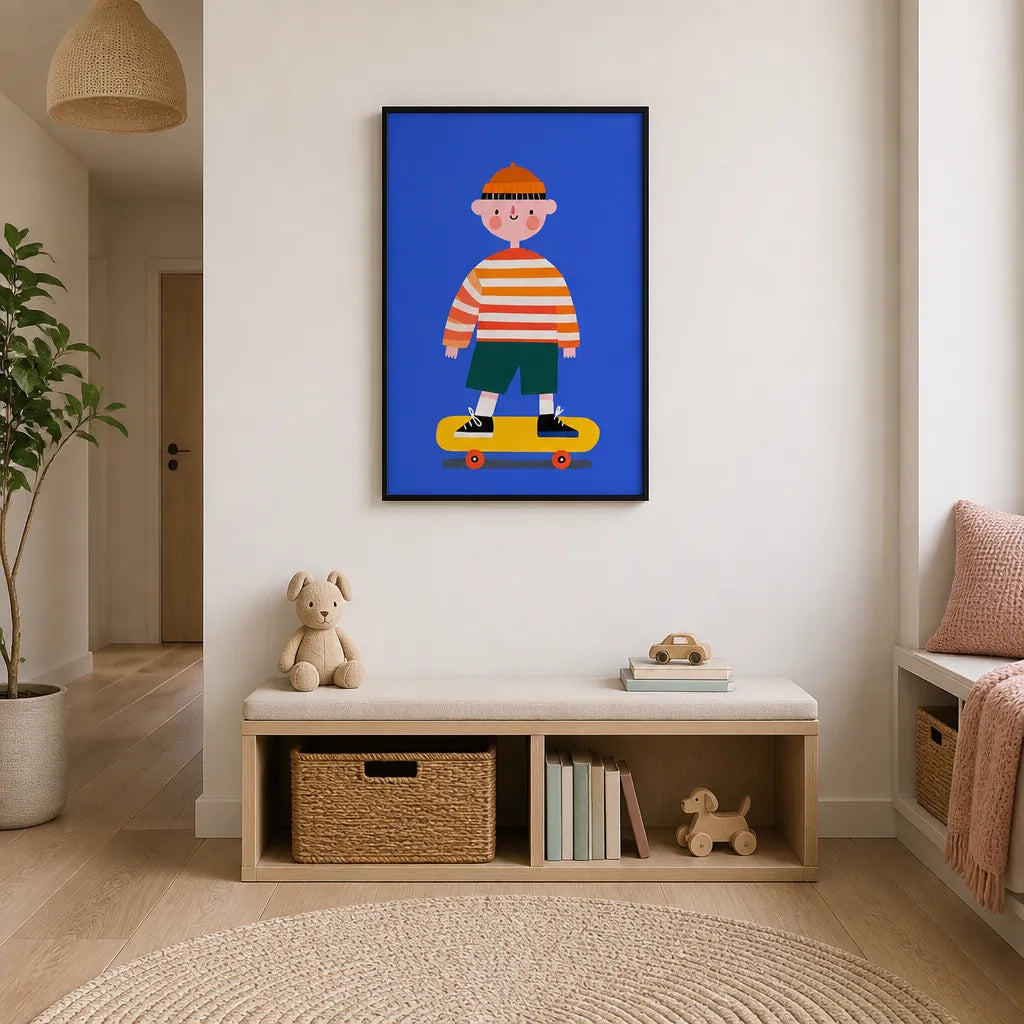 Room mockup featuring Skating boy no 02 Art Print