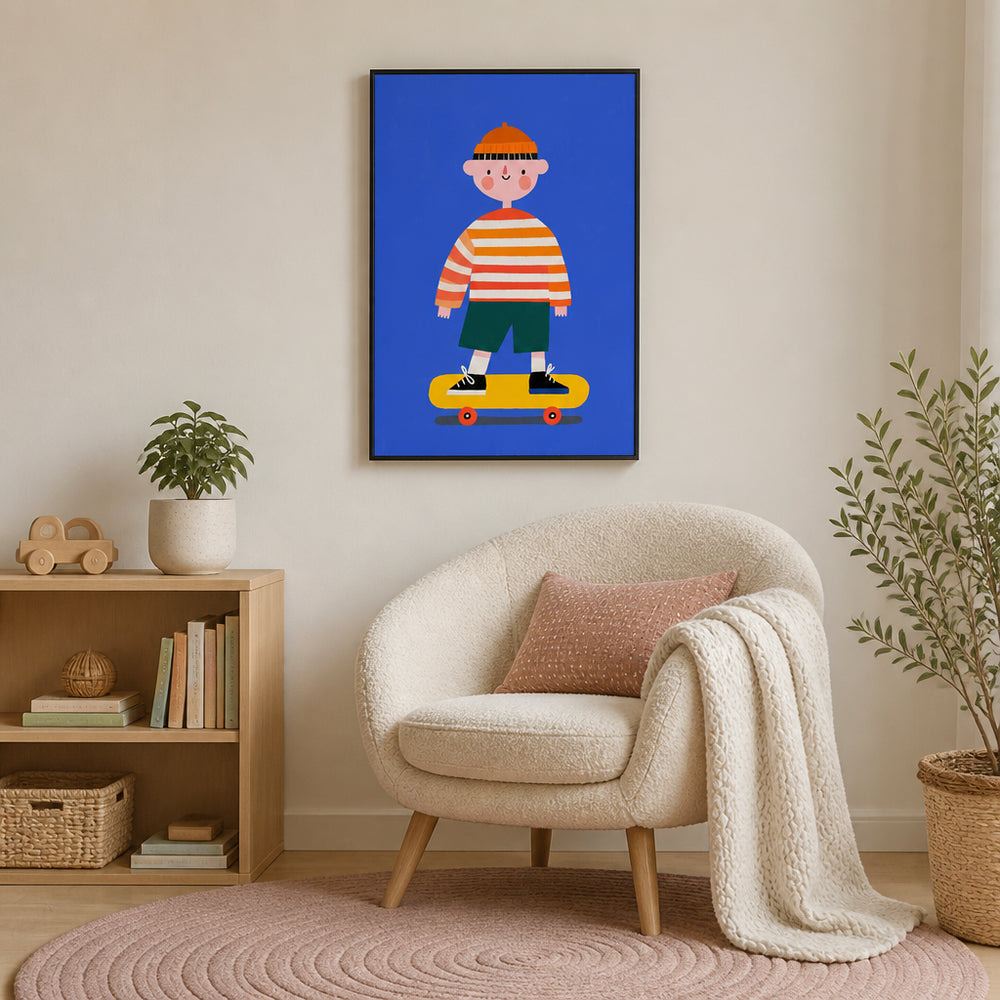 Room mockup featuring Skating boy no 02 Art Print
