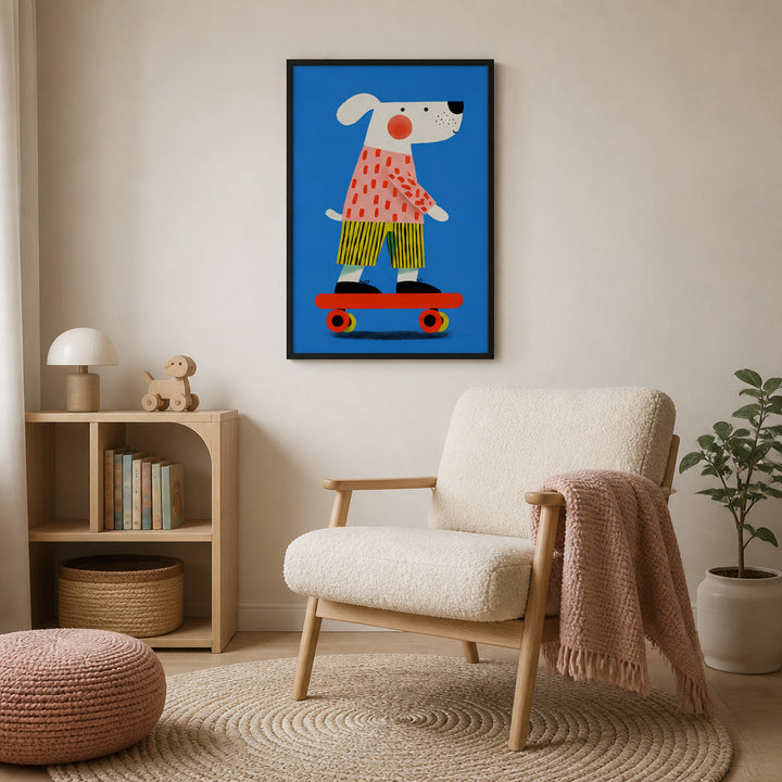Room mockup featuring Skating dog Art Print