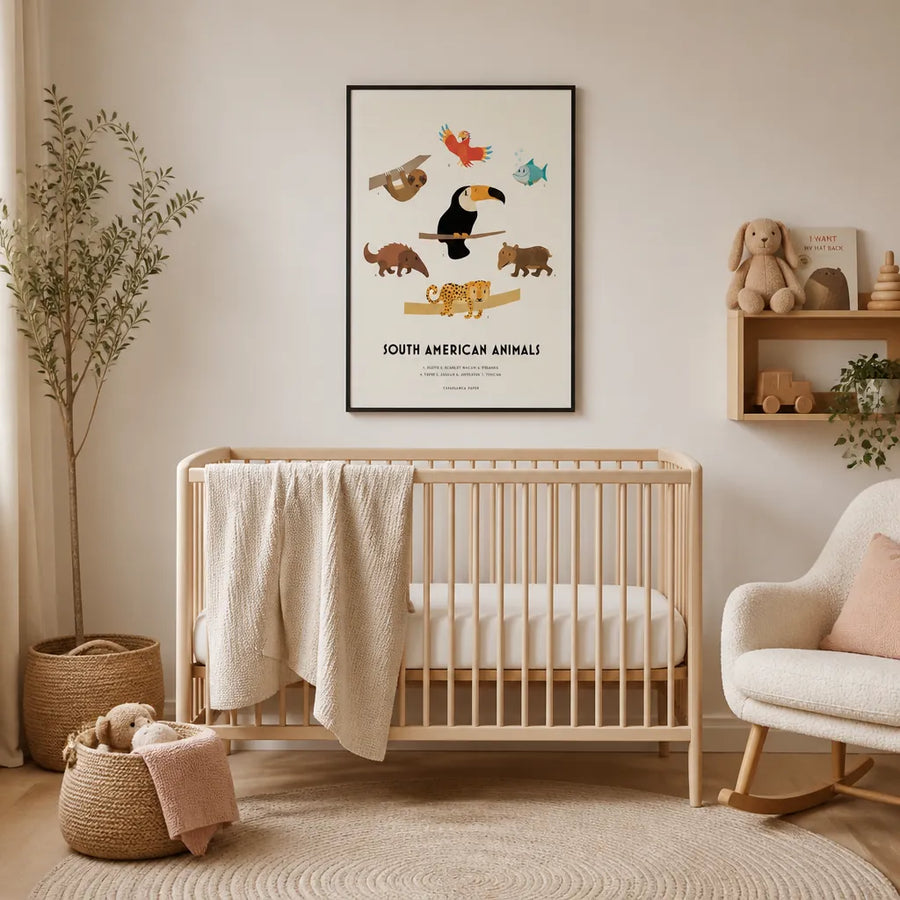 South American Animals Art Print in a room setting