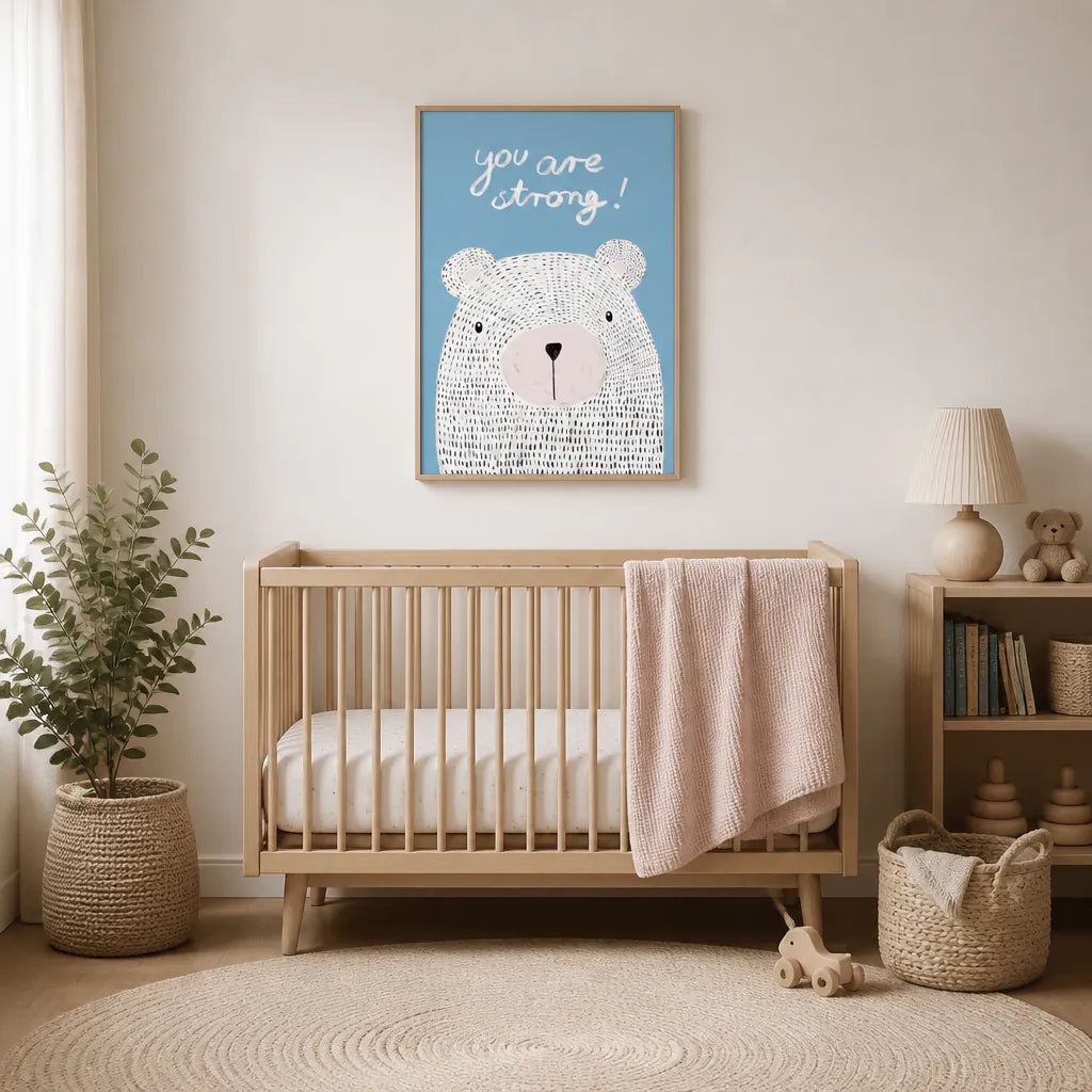 Room mockup featuring Strong Little Bear Art Print