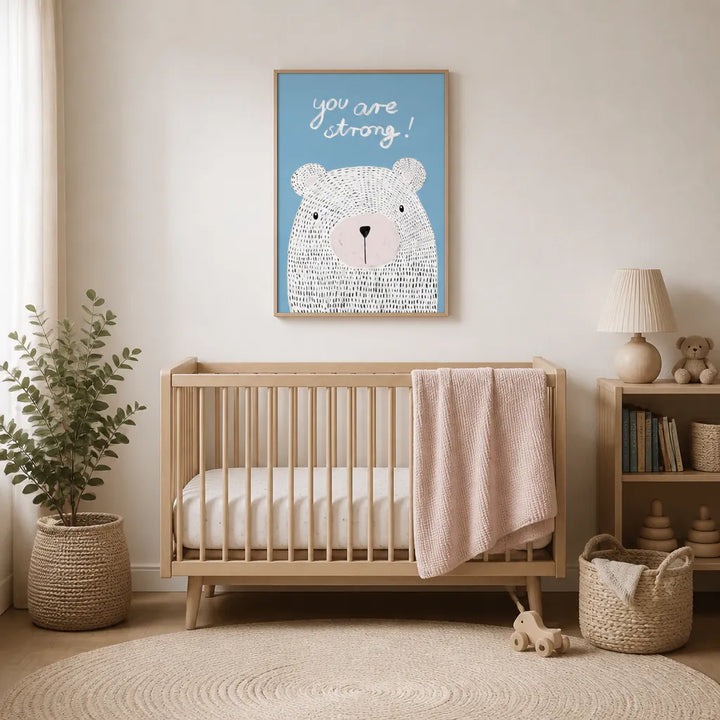 Room mockup featuring Strong Little Bear Art Print