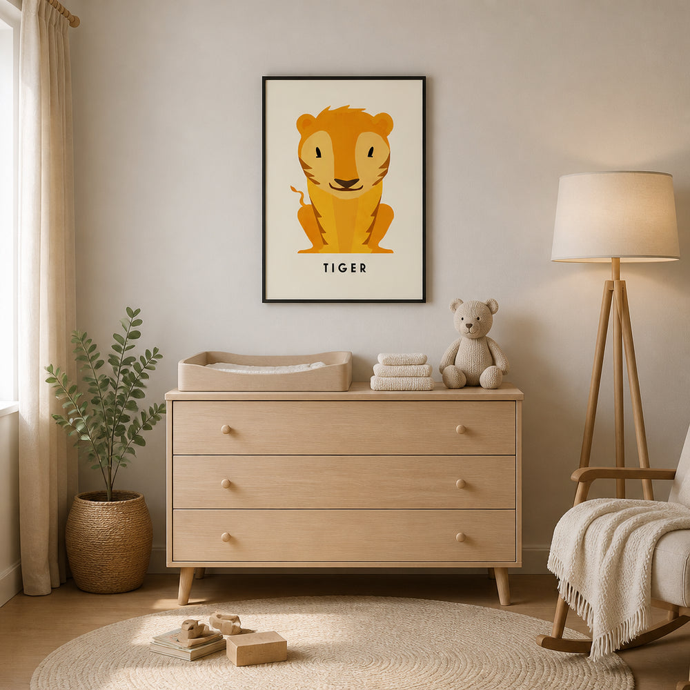 Room mockup featuring Sweet Jungle Cub Art Print