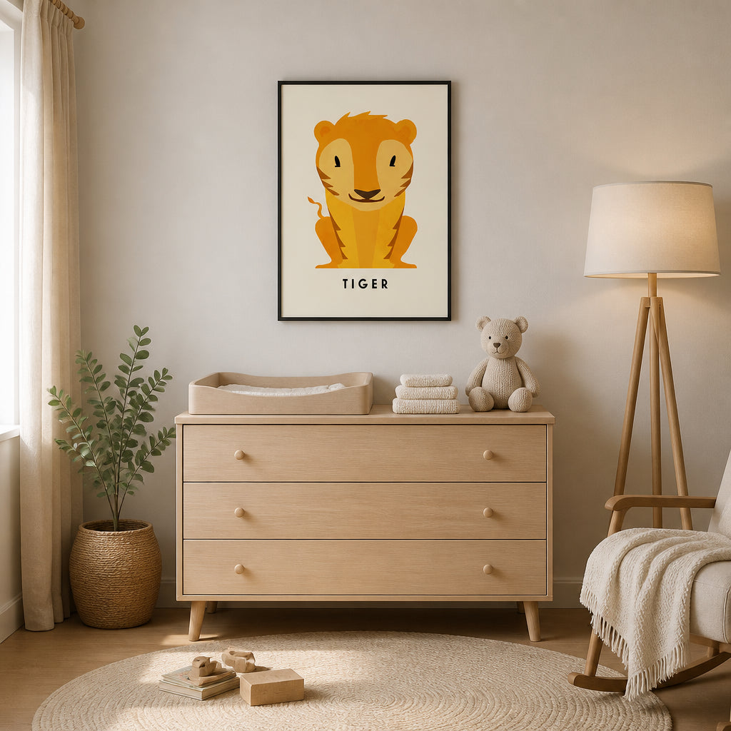 Room mockup featuring Sweet Jungle Cub Art Print