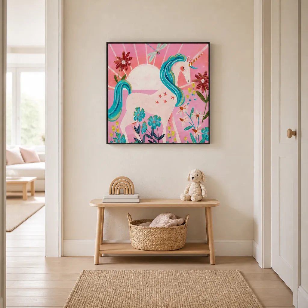 Room mockup featuring Unicorn Art Print
