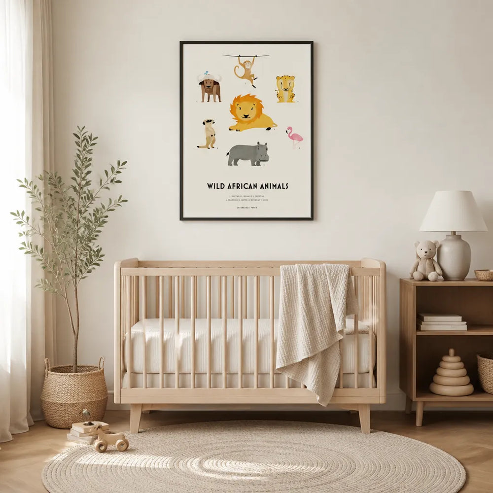 Room mockup featuring Wild African Friends Art Print