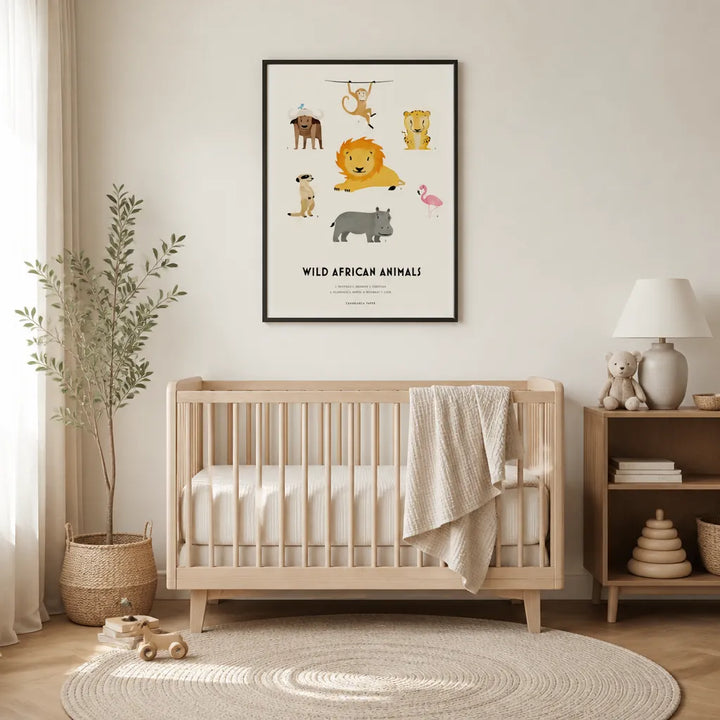 Room mockup featuring Wild African Friends Art Print
