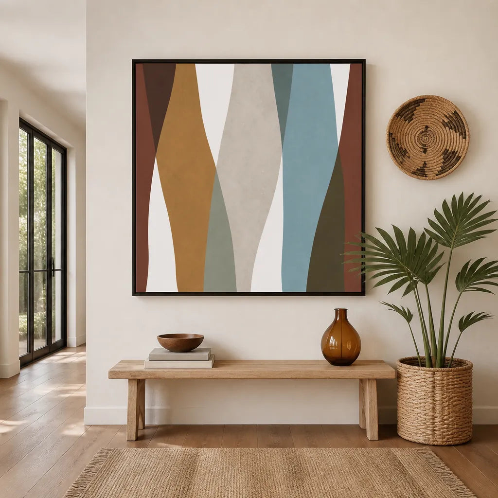 Room mockup featuring Abstract Color Waves Art Print