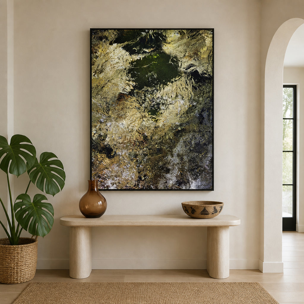 Room mockup featuring Golden Water Shimmer Photo Print