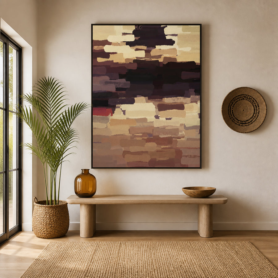 Muted Block Strokes Art Print in a room setting