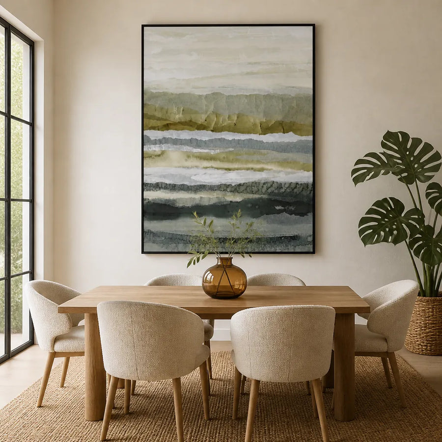 Muted Landscape Layers Art Print in a room setting