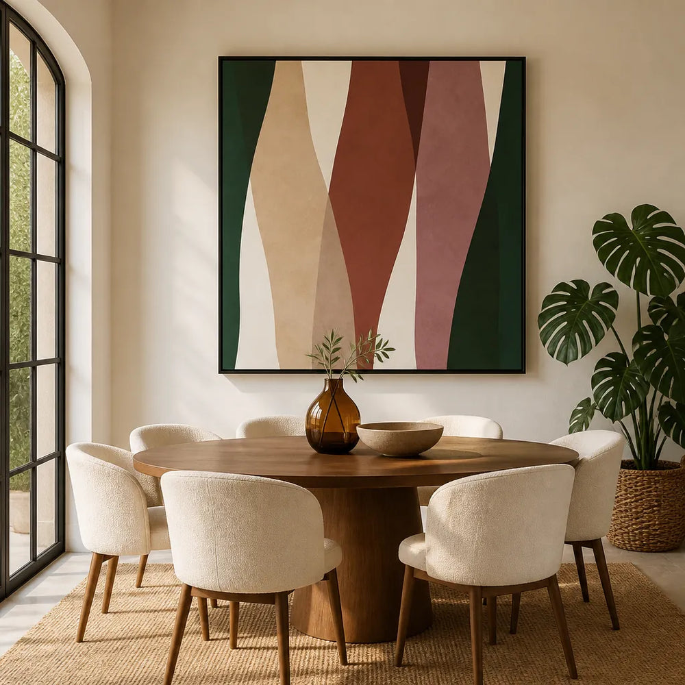 Room mockup featuring Warm Abstract Waves Art Print