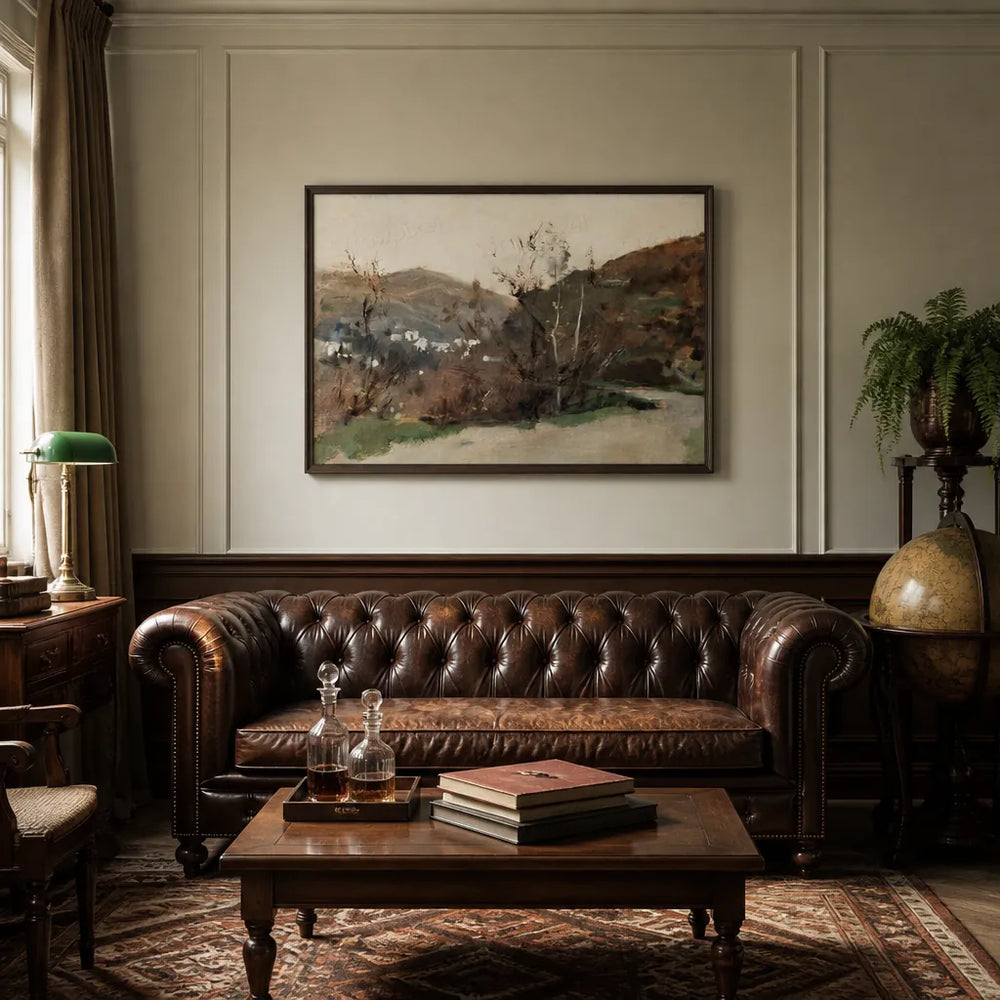 Room mockup featuring Spanish Landscape by Sargent Art Print