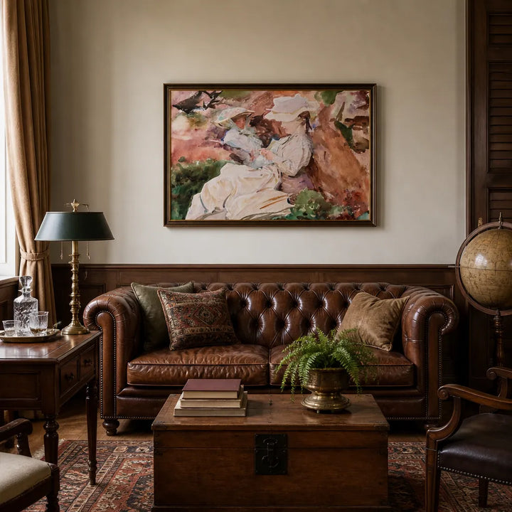 Room mockup featuring Simplon - Mrs Barnard and her Daughter Dorothy by Sargent Art Print