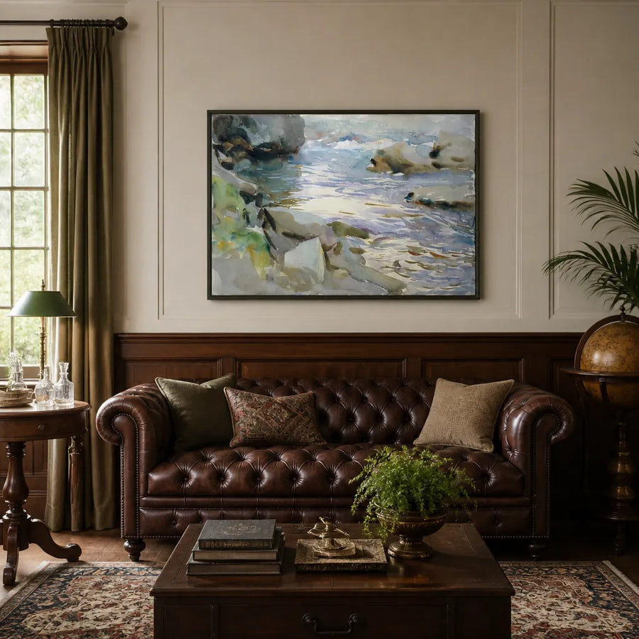 Stream and Rocks by Sargent Art Print in a room setting