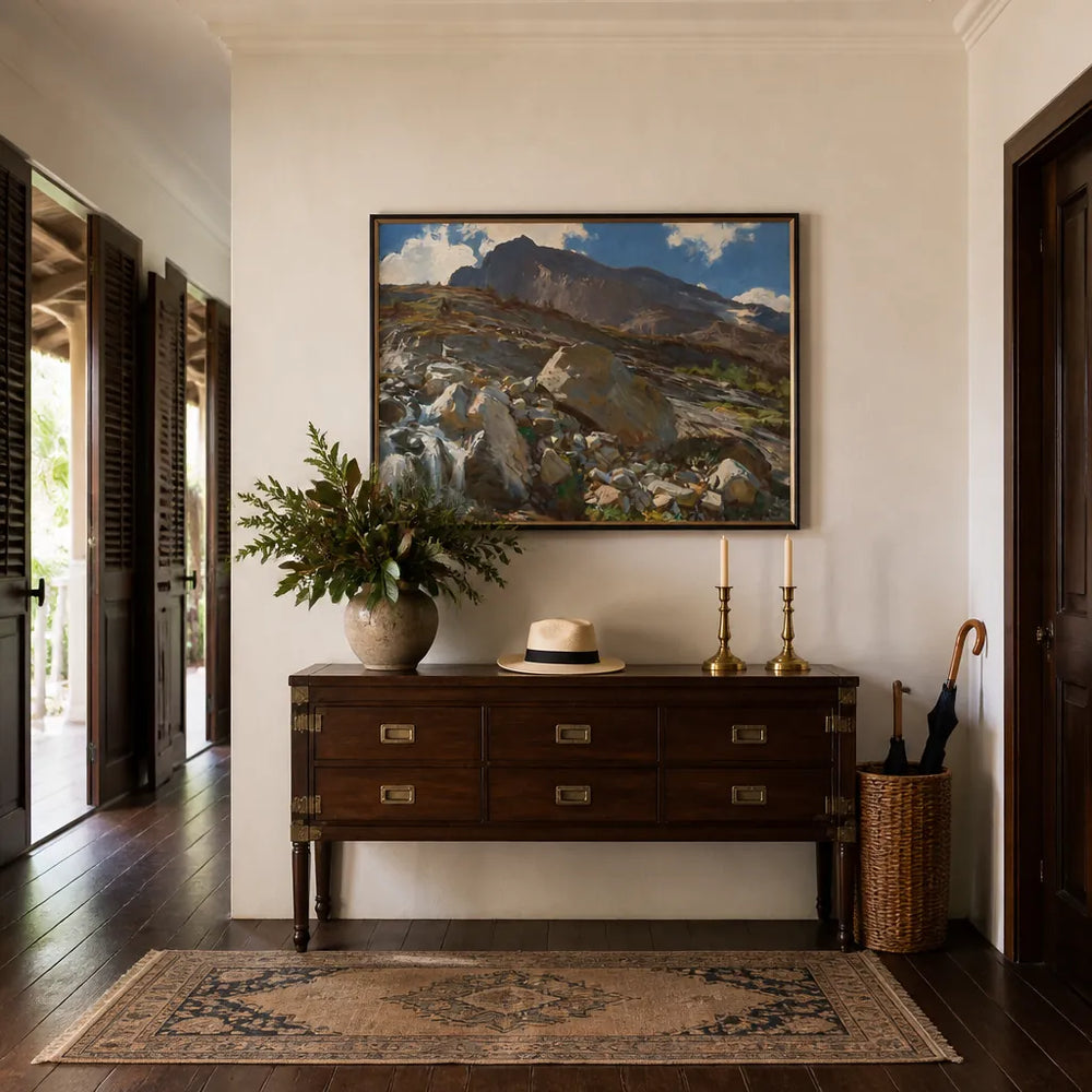 Room mockup featuring Simplon Pass by Sargent Art Print