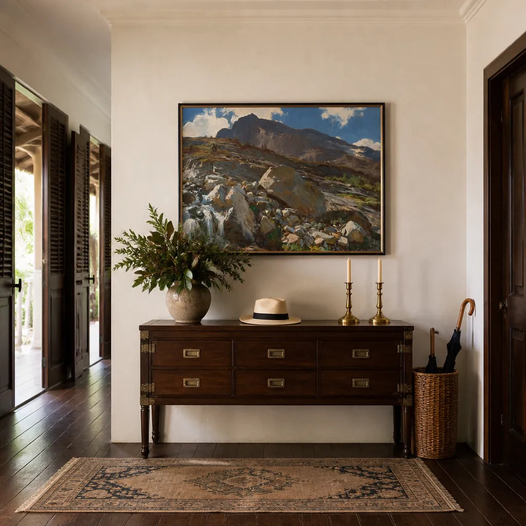 Room mockup featuring Simplon Pass by Sargent Art Print