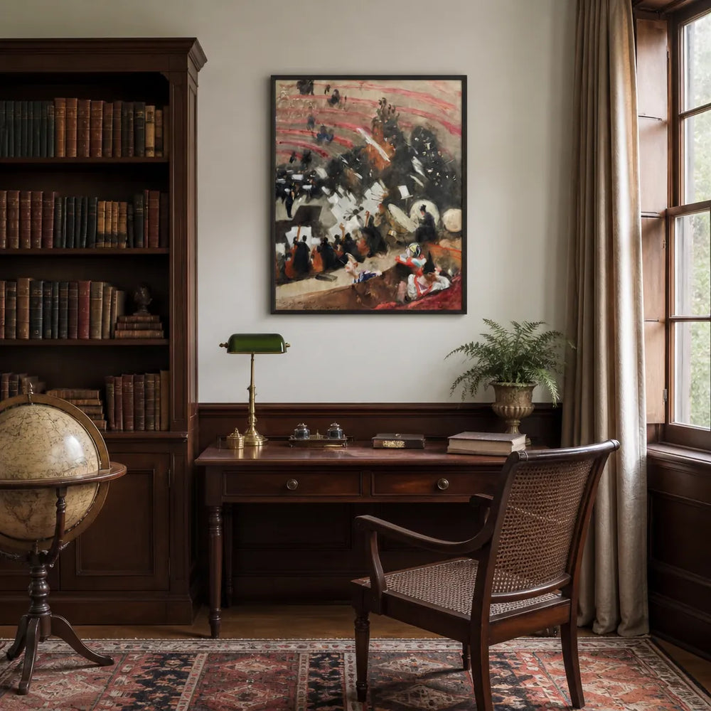 Room mockup featuring Rehearsal of the Pasdeloup Orchestra at the Cirque d’Hiver Art Print
