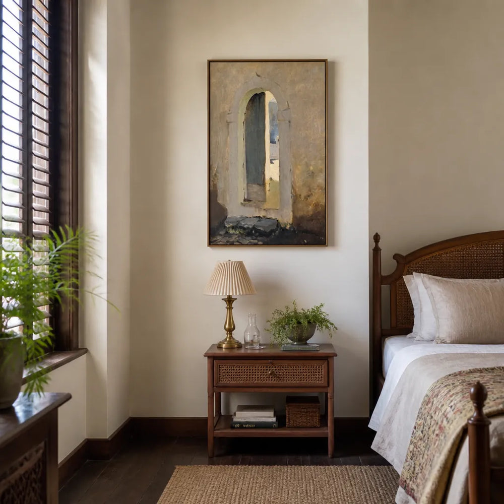 Room mockup featuring Open Doorway, Morocco by Sargent Art Print