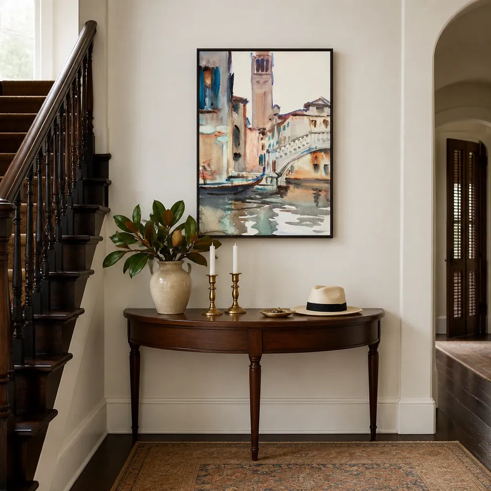 Room mockup featuring A Bridge and Campanile, Venice by Sargent Art Print