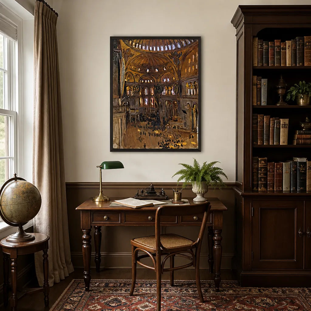 Room mockup featuring Santa Sofia by Sargent Art Print