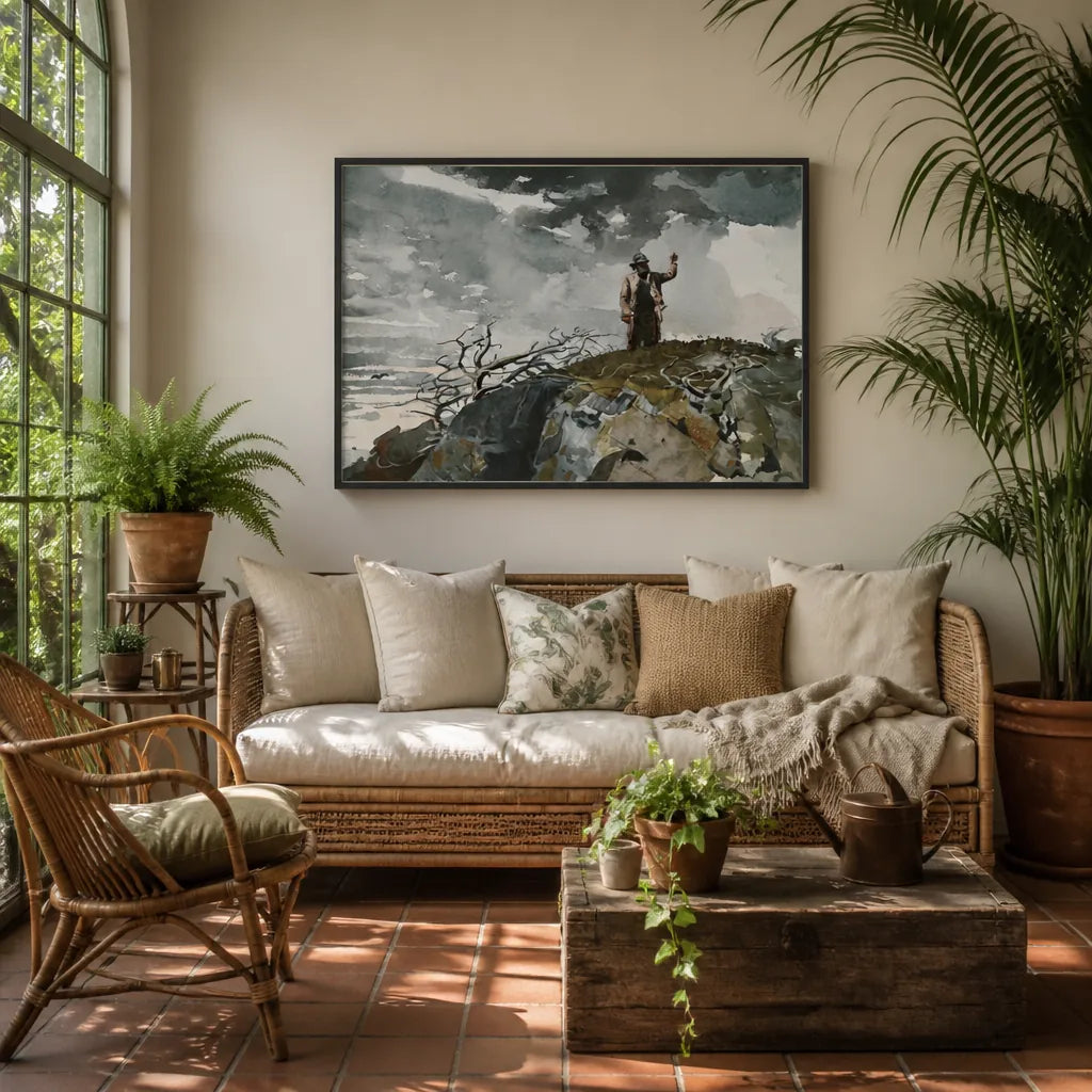 The eastern shore by Winslow Homer Art Print shown in a styled room