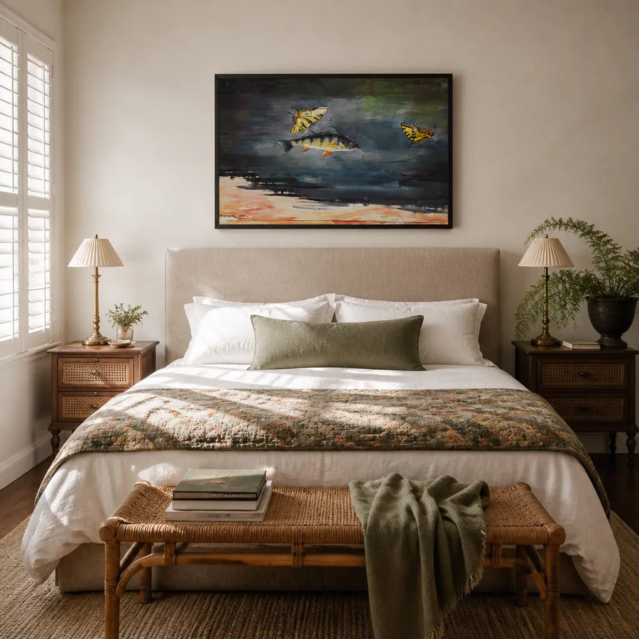 Fish and Butterflies by Winslow Homer Art Print in a room setting