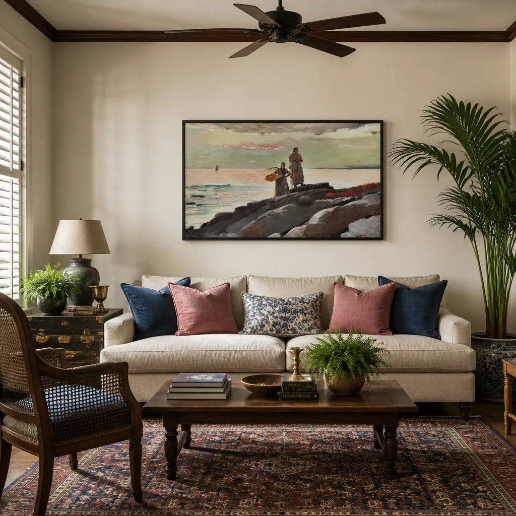 Saco Bay by Winslow Homer Art Print shown in a styled room