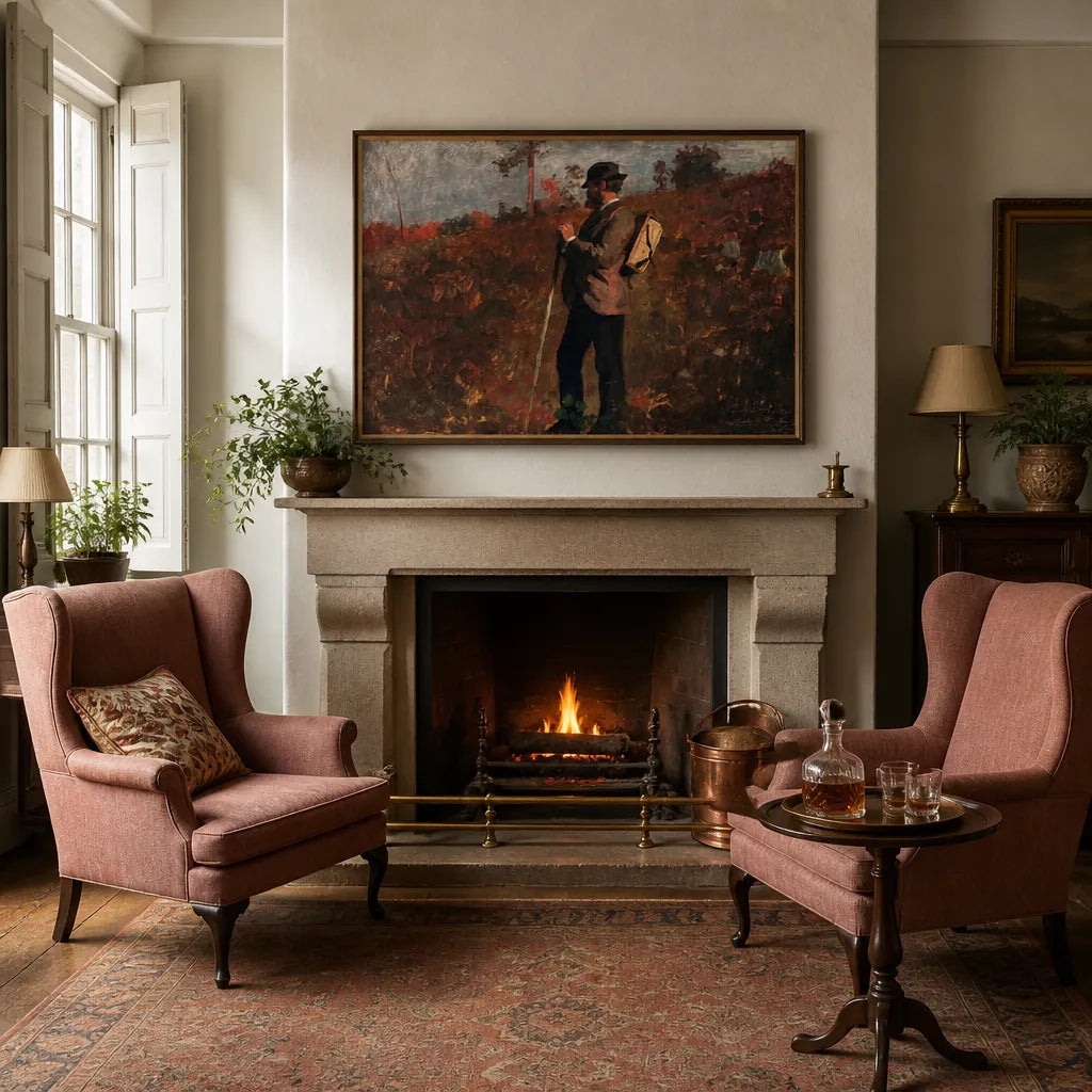 Room mockup featuring Man with a Knapsack by Winslow Homer Art Print