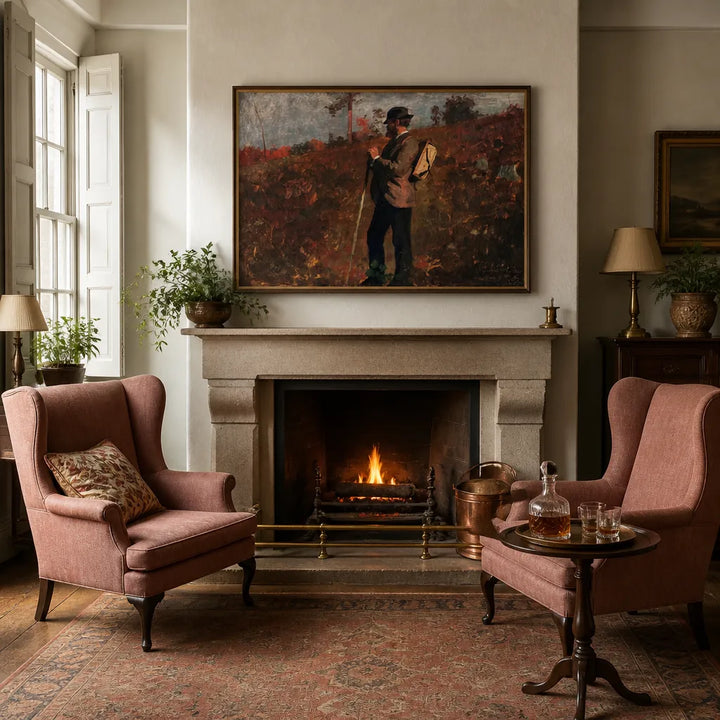 Room mockup featuring Man with a Knapsack by Winslow Homer Art Print