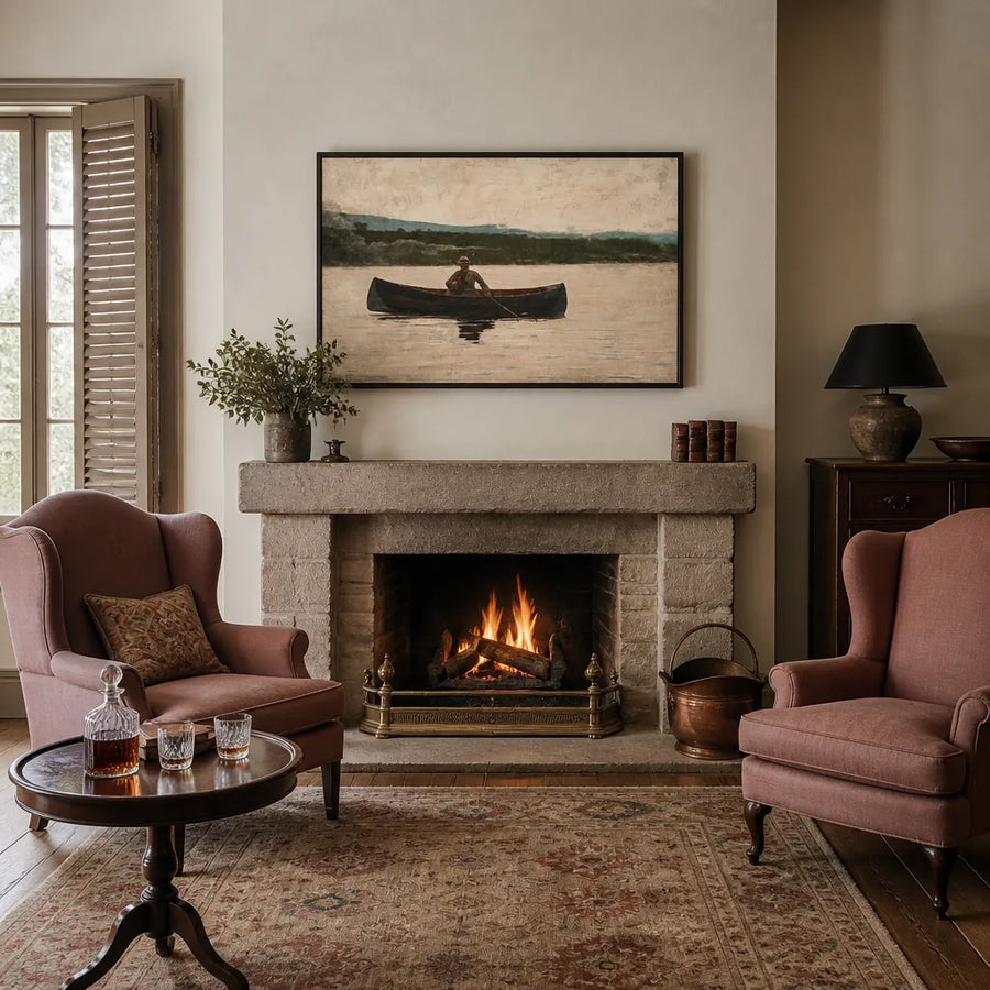 Playing a Fish by Winslow Homer Art Print in a room setting
