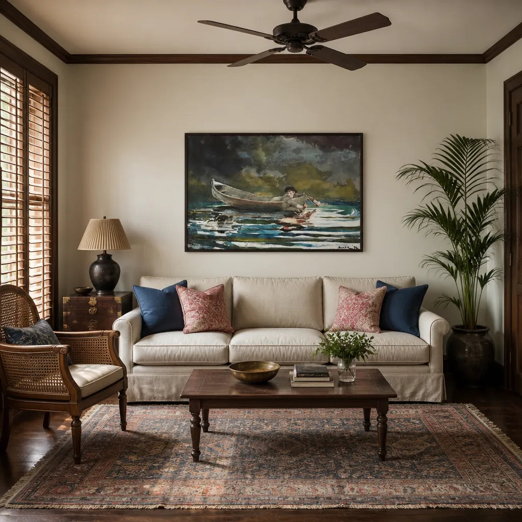Room mockup featuring Sketch for Hound and Hunter by Winslow Homer Art Print