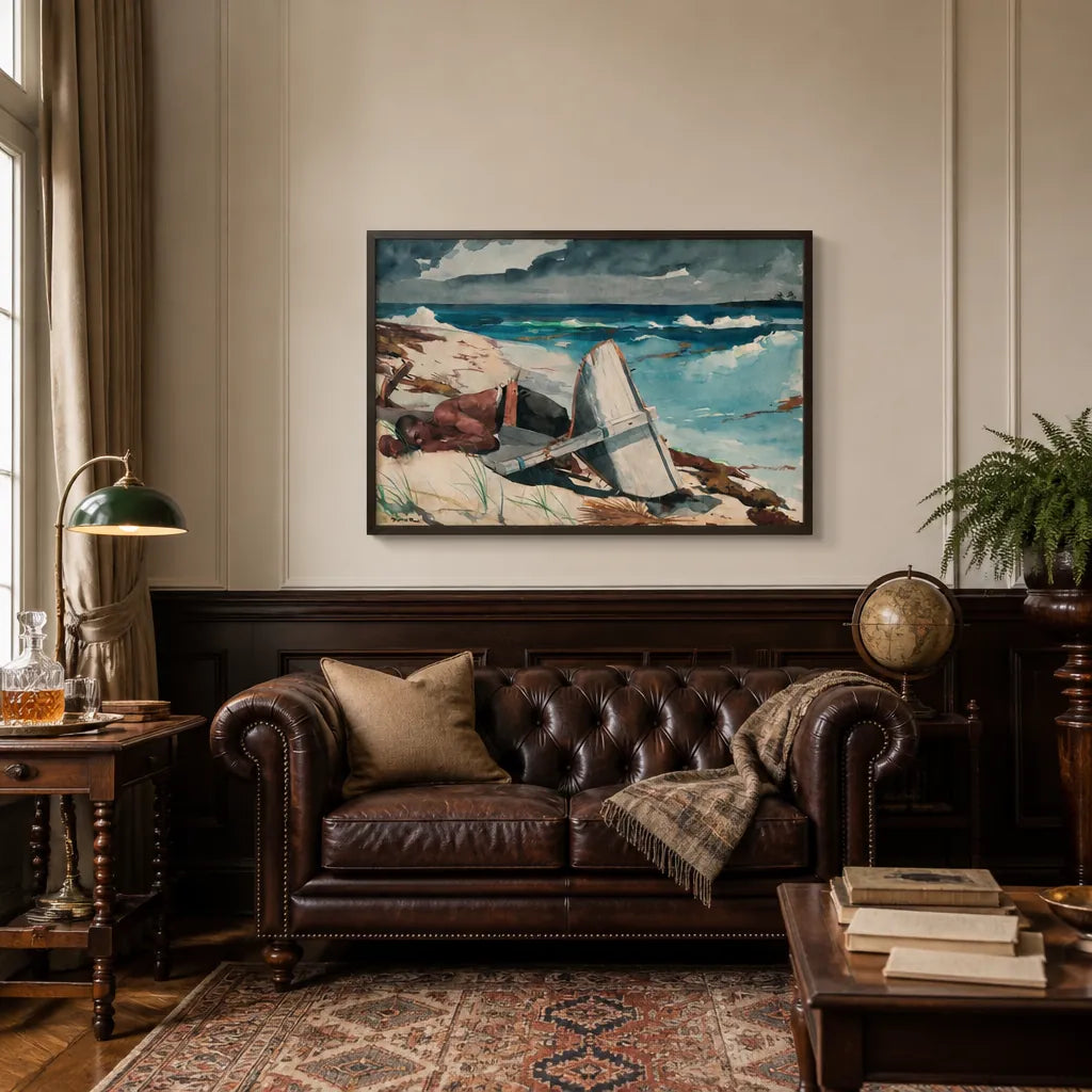 After the Hurricane, Bahamas by Winslow Homer Art Print shown in a styled room