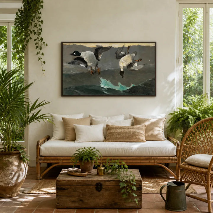 Room mockup featuring Right and Left by Winslow Homer Art Print