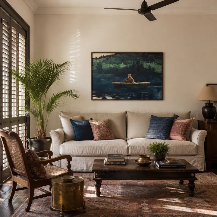 Room mockup featuring The Rise by Winslow Homer Art Print