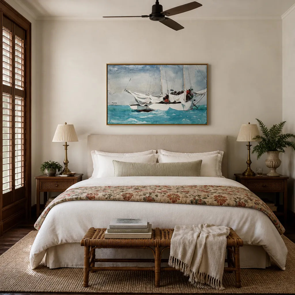 Key West, Hauling Anchor by Winslow Homer Art Print shown in a styled room