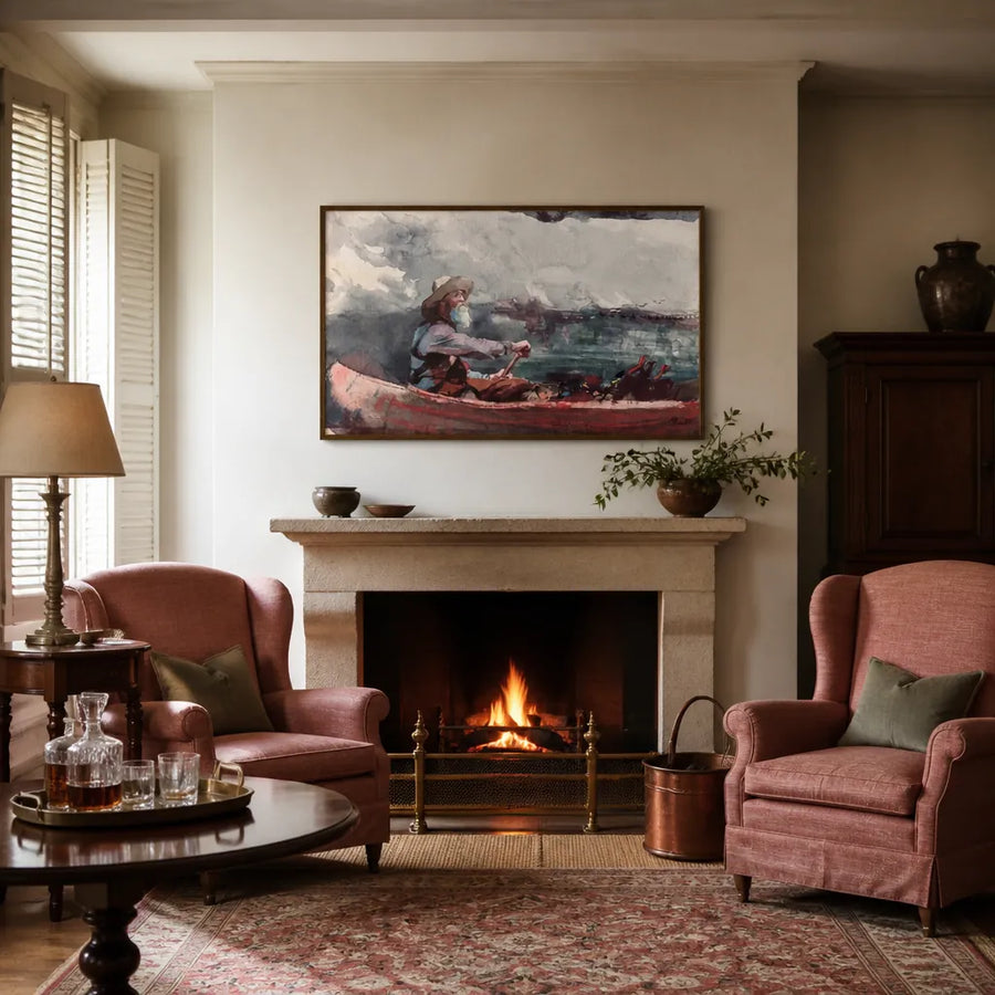 Adirondacks Guide by Winslow Homer Art Print in a room setting