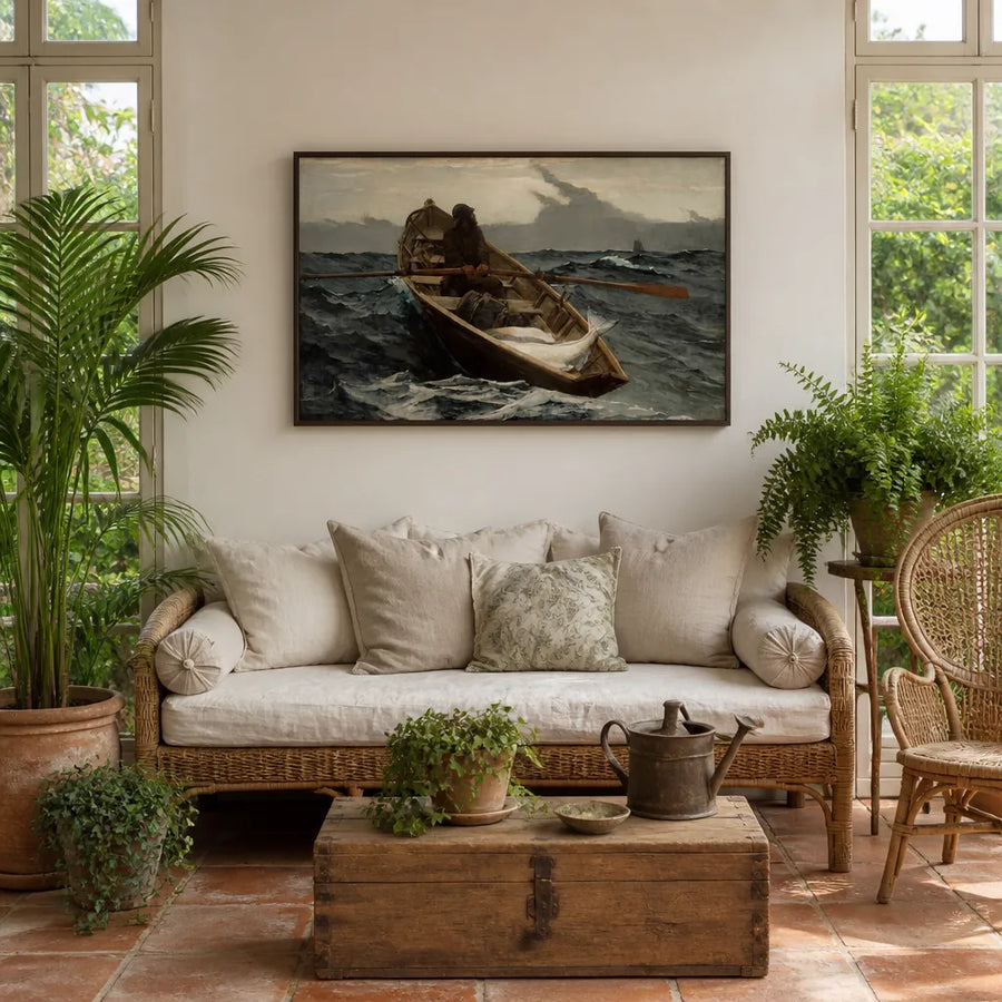 The Fog Warning by Winslow Homer Art Print in a room setting