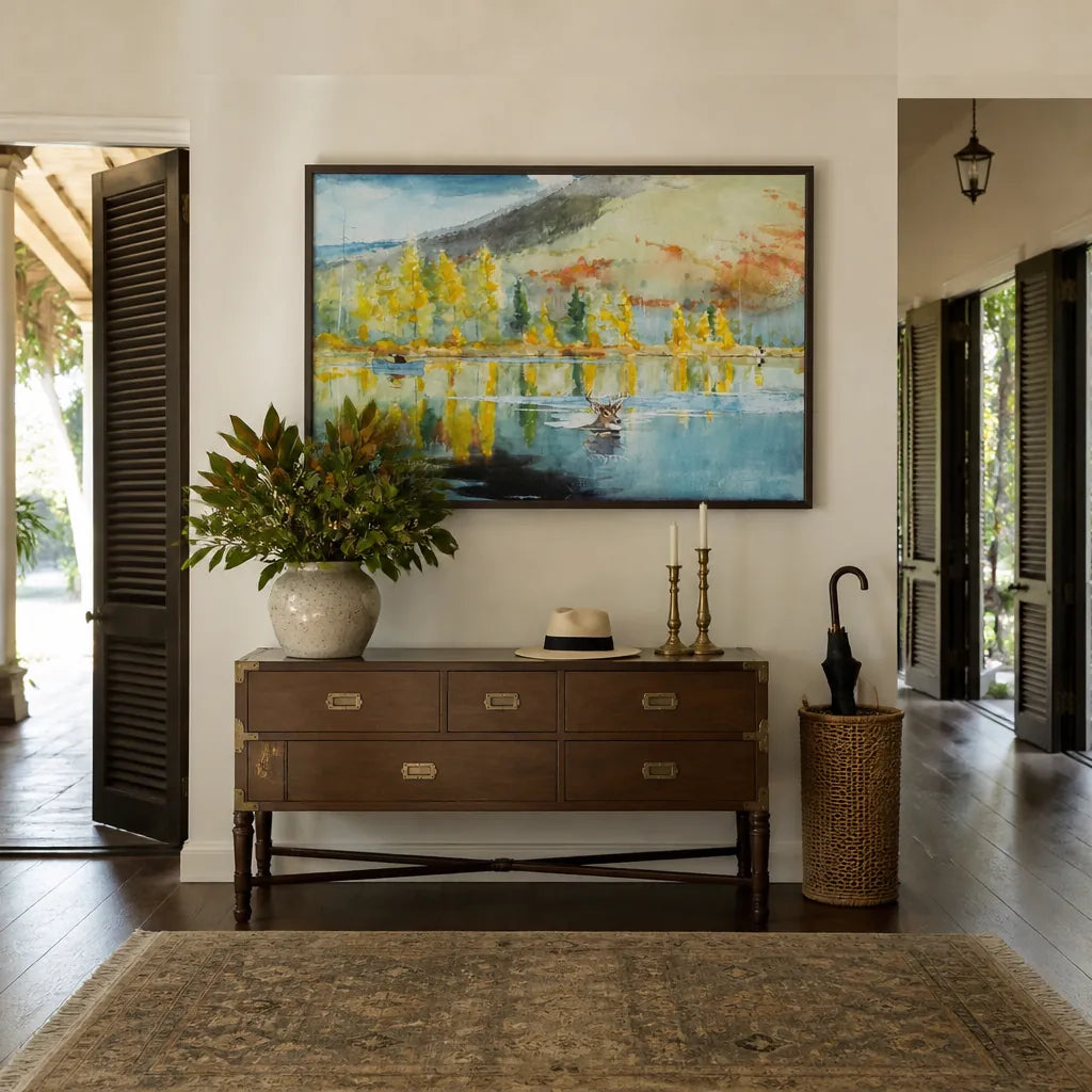 Room mockup featuring An October Day by Winslow Homer Art Print