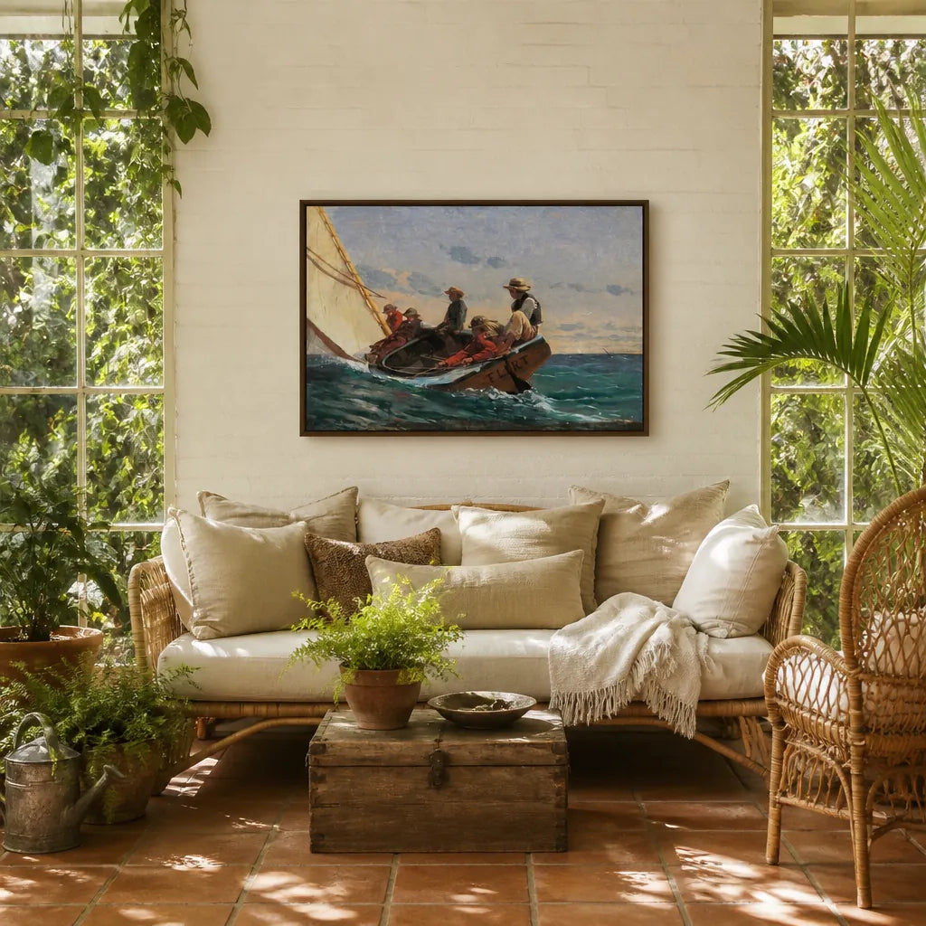 Room mockup featuring The Flirt by Winslow Homer Art Print