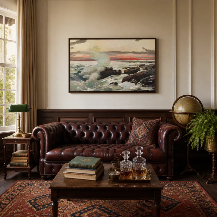 Room mockup featuring West Point, Prout's Neck by Winslow Homer Art Print