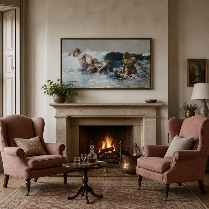 Room mockup featuring Undertow by Winslow Homer Art Print