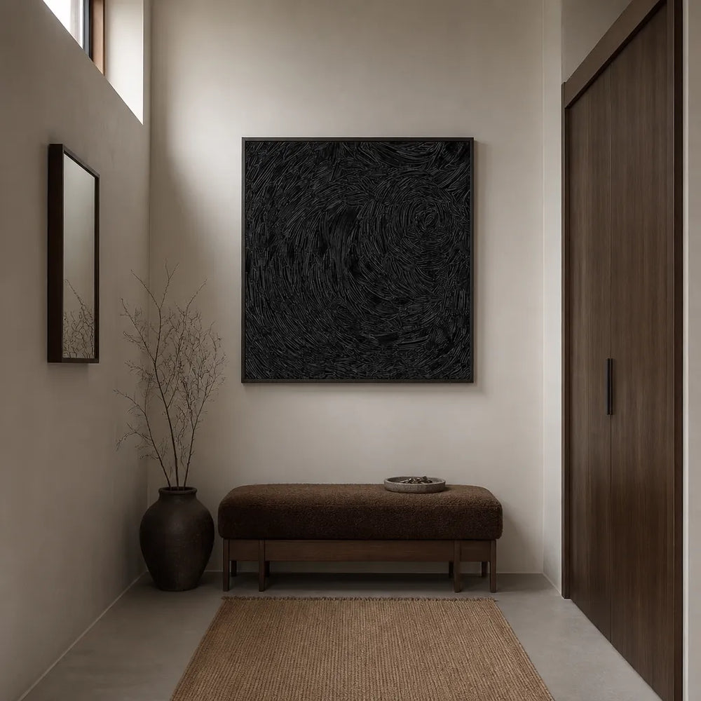 Room mockup featuring Dark Swirling Texture Art Print