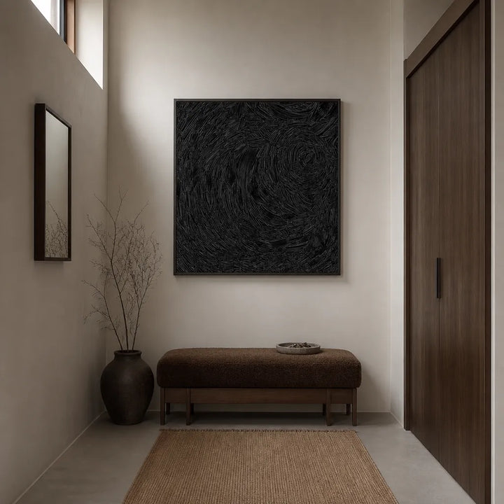 Room mockup featuring Dark Swirling Texture Art Print