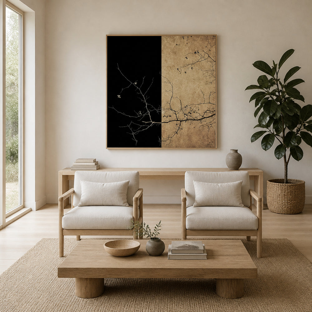 Room mockup featuring Textured Tree Contrast Art Print