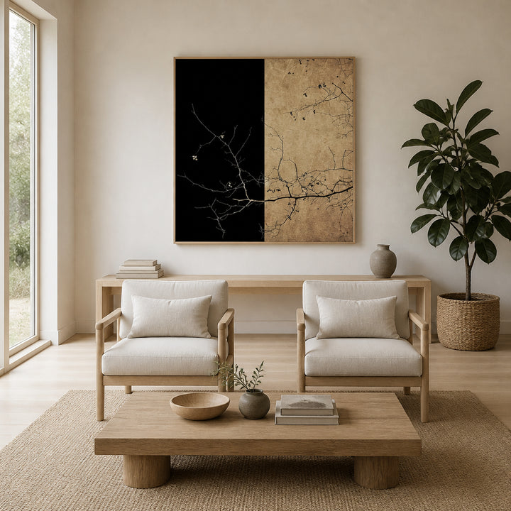 Room mockup featuring Textured Tree Contrast Art Print
