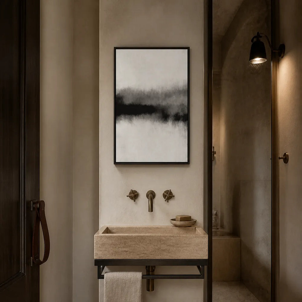 Room mockup featuring Abstract Black Wash Art Print