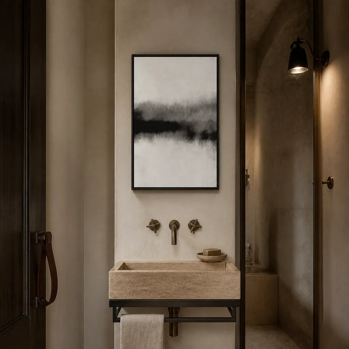 Room mockup featuring Abstract Black Wash Art Print
